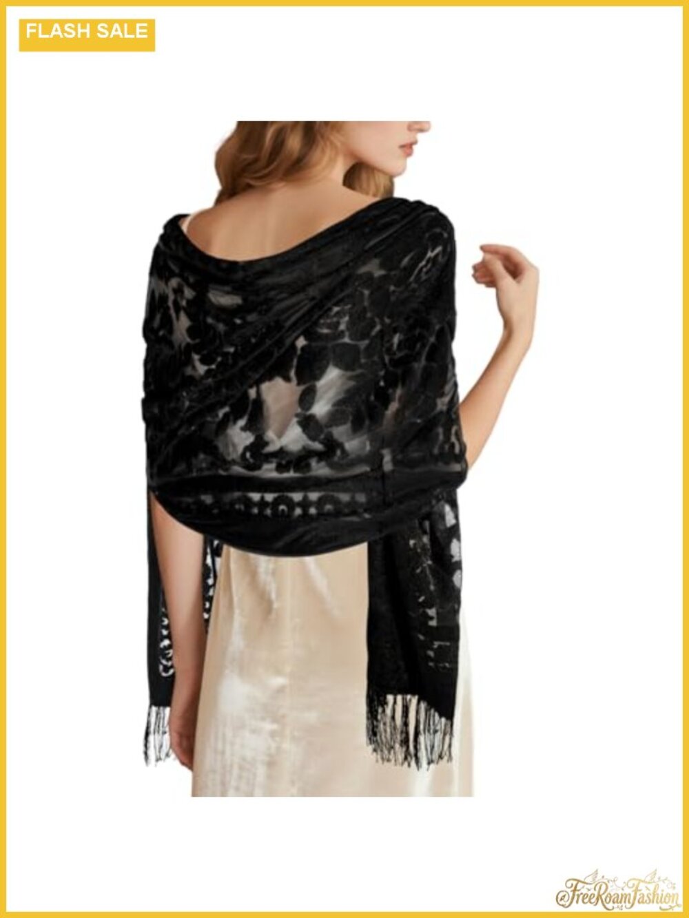 Womens Black Velvet Lace Shawl Wrap for Evening Dresses Wedding